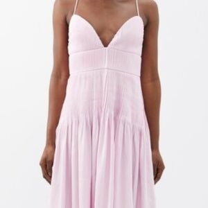 Clea Cameron pintucked linen-blend midi dress